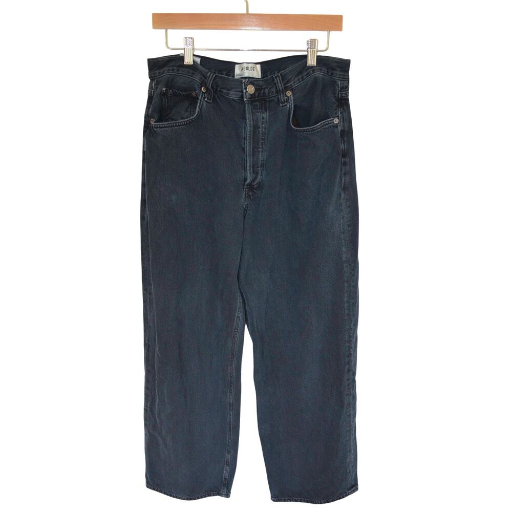 Agolde Low Slung Baggy Jeans Black Straight Leg Size 28